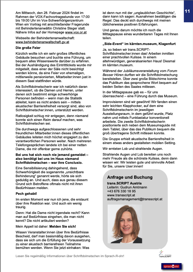 trans.SCRIPT in der 4. Ausgabe des Sprachrohrs 2023, S. 2